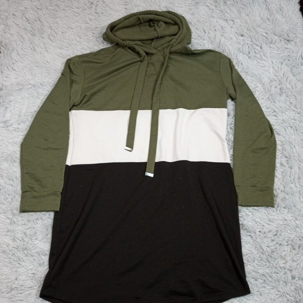 No Boundaries Girls Hoodie Sweatshirt Green XL 15‎ 17 Color Block Long Length